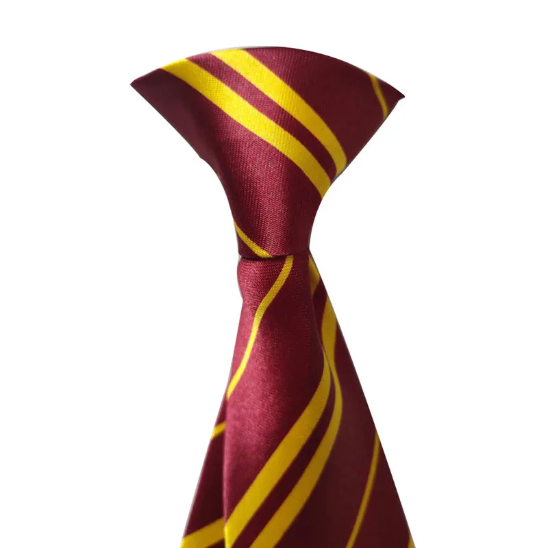 Student button tie with jujube red and yellow striped tie, European and American college style cosplay tie