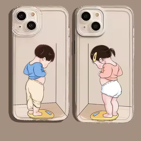 Funny Boy Girl Paired Couple Phone Case For Samsung S25 S24 S23 S22 S21 S20 S10 FE Note20 Plus Ultra Lite 5G Clear Lovers Shells