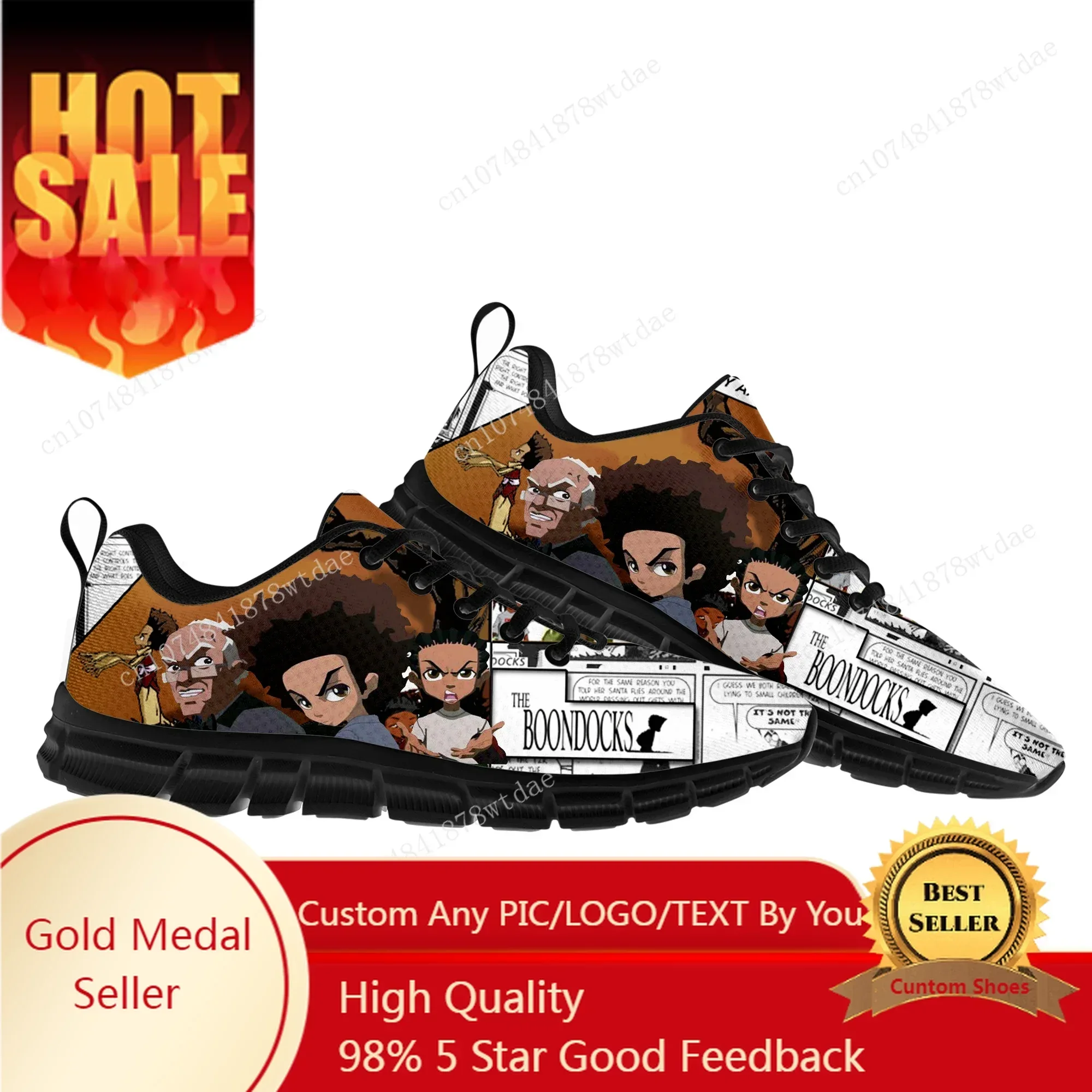 

Спортивная обувь Boondocks Huey Riley Freeman, мужские и женские удобные кроссовки для подростков, высококачественные кроссовки в стиле манга, обувь на заказ