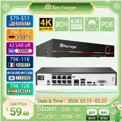 Techage H.265 8CH 5MP/4MP/3MP/1080P PoE NVR CCTV Security Surveillance System for PoE IP Camera Monitoring Camera NVR Input