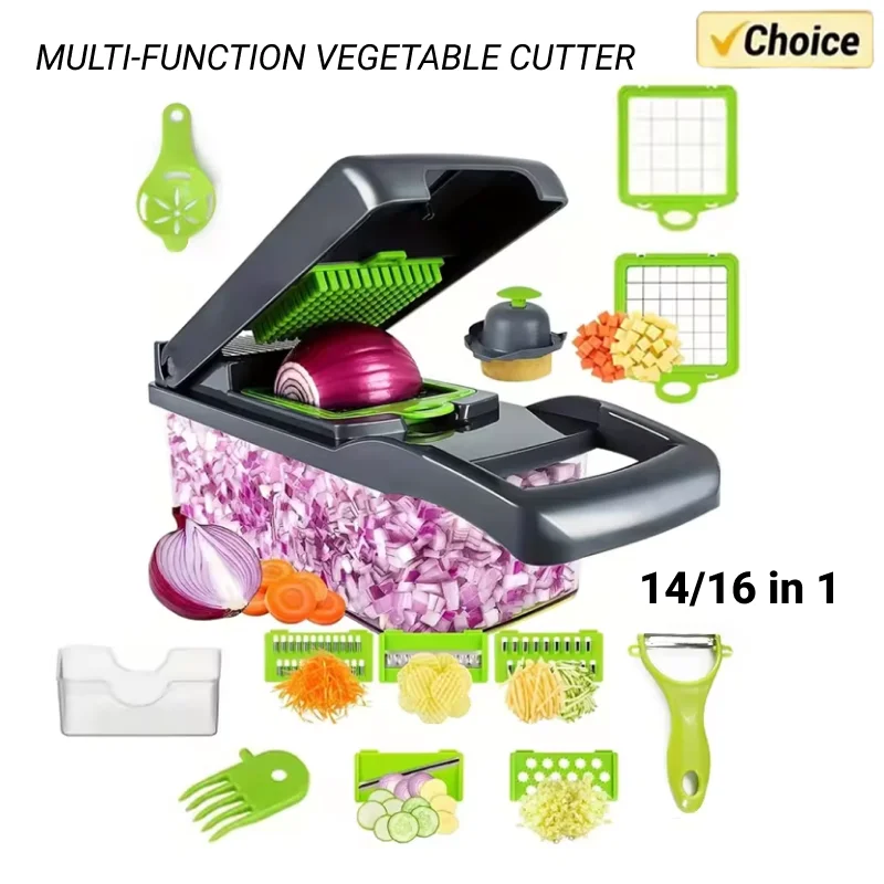 14/16 in 1 tritatutto multifunzionale per verdure manico griglia per alimenti tritatutto per alimenti affettatrice per verdure Dicer Cut Kitchen