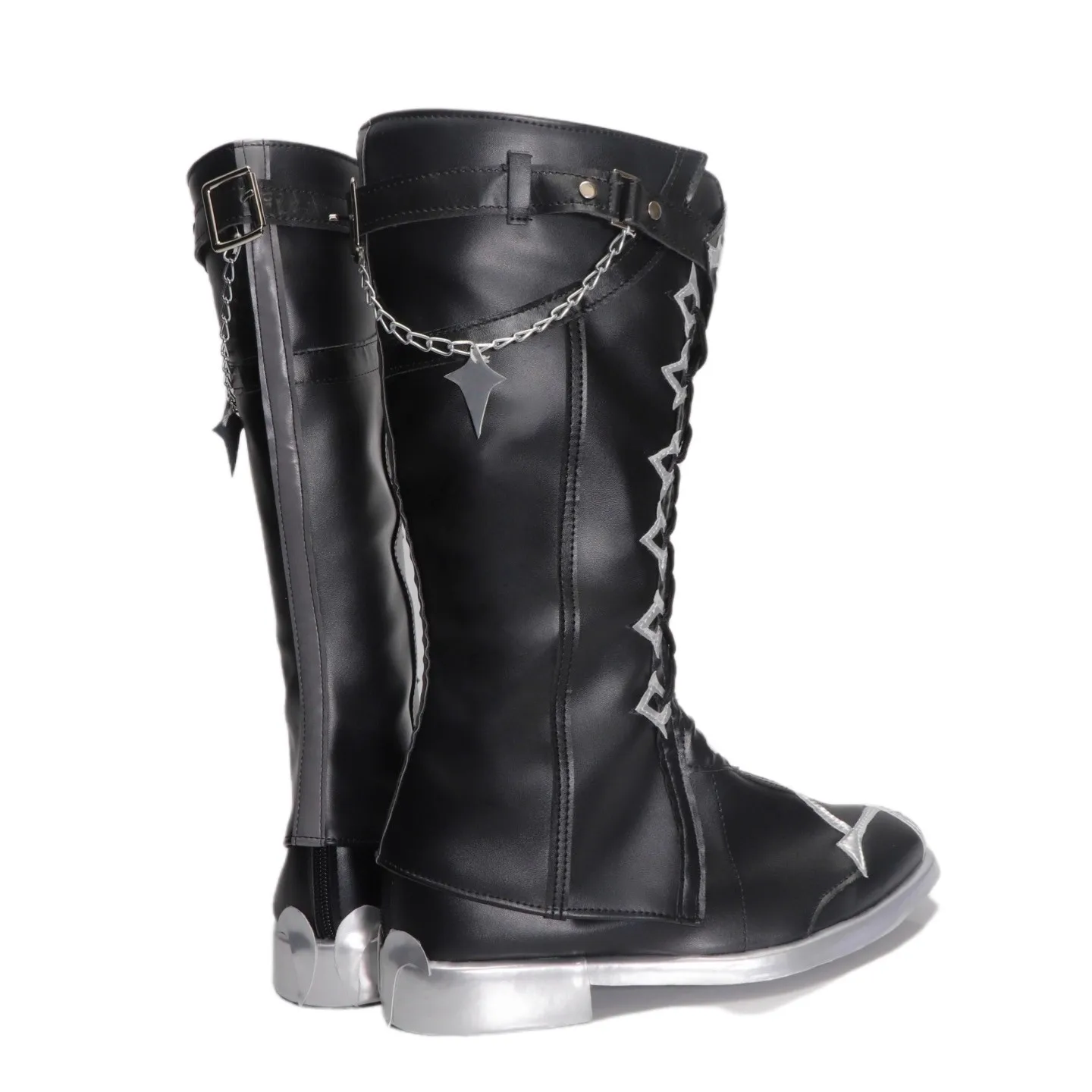 لعبة Genshin Impact Flins أحذية كوسبلاي أحذية سوداء طويلة للنساء والرجال ملحقات حفلات الهالوين كرنفال لعب الأدوار #3