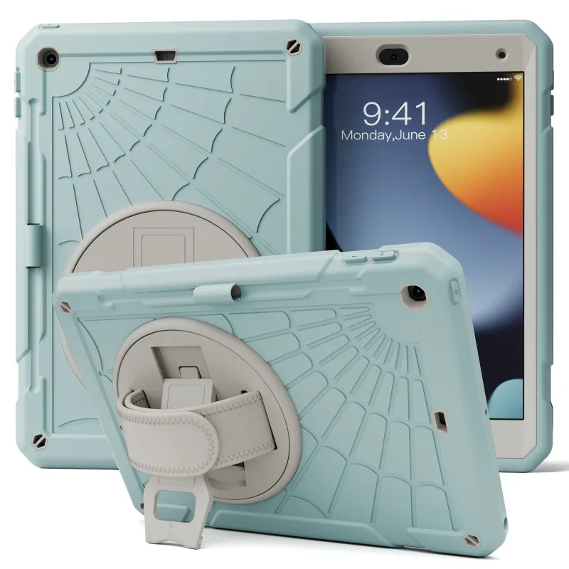 Applicable IPad Tablet Protective Case, Rotating Bracket, Spider Pattern All-inclusive Three-proof Anti-drop Protective Case