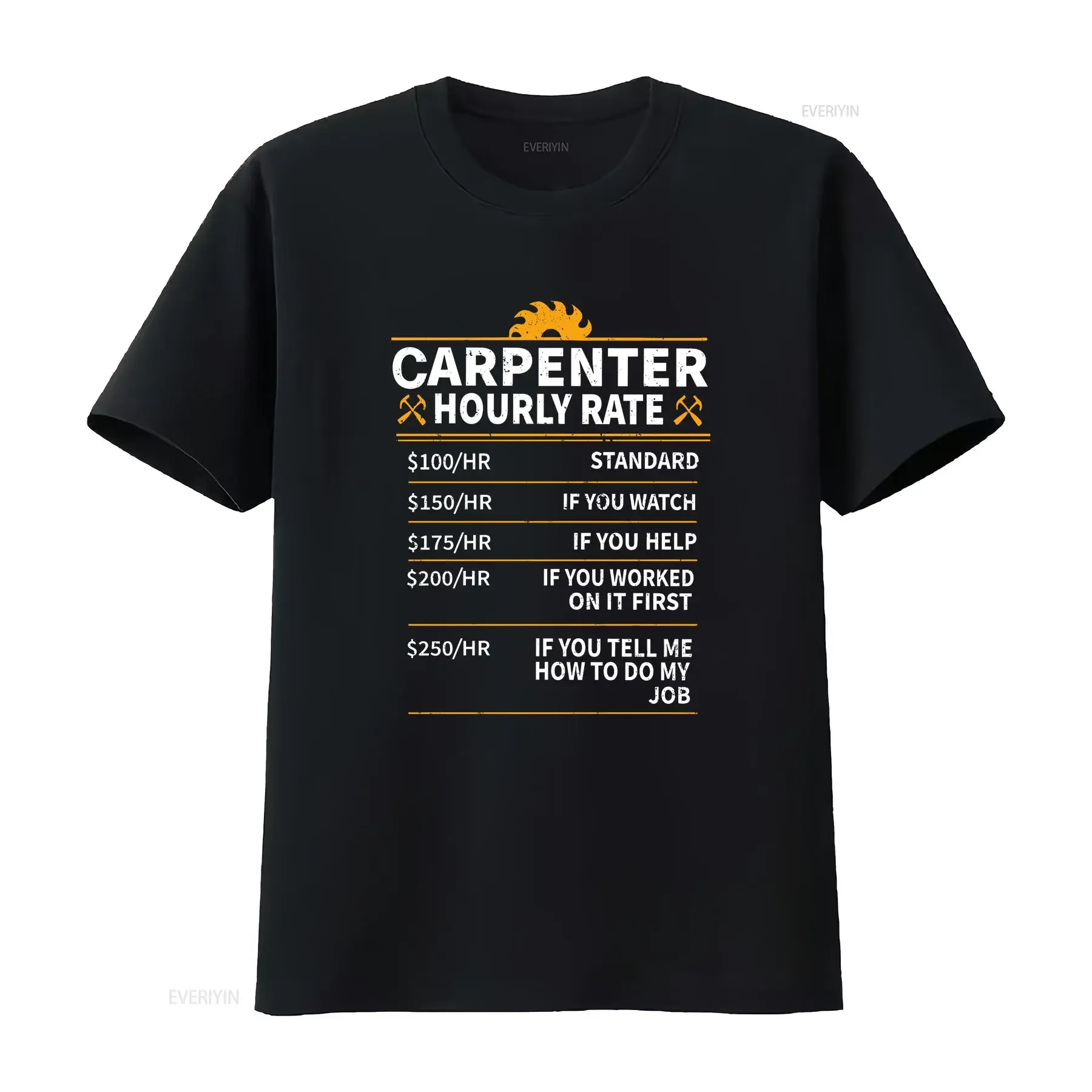 MOST POPULAR Carpenter Hourly Rate Funny Vintage Active T Shirt vintage Washed streetwear graphic Casual Comfortable homme Soft
