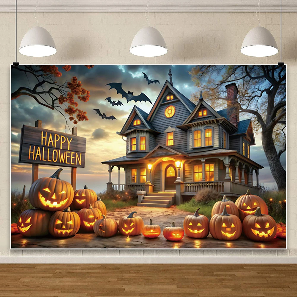 ハッピーハロウィン背景写真撮影用ホラーナイト怖いスカル恐ろしいカボチャランタン子供大人家族パーティー背景