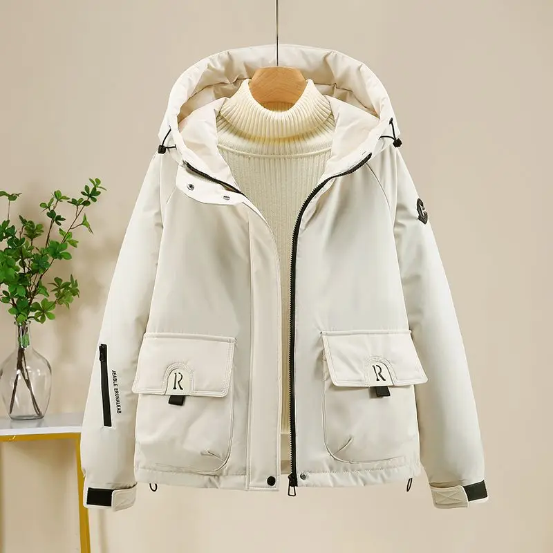 

Winter New Women's Workwear Hooded Cotton Jacket Commuting Oversized Windproof Cotton Jacket