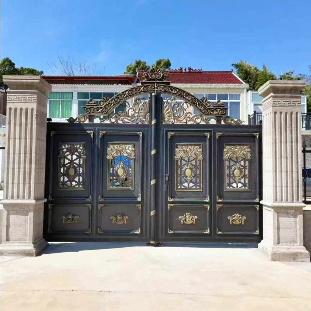 Customization European Design Modern Aluminum Gates Automatic Wrought Aluminum Driveway and House Gates with Security Features