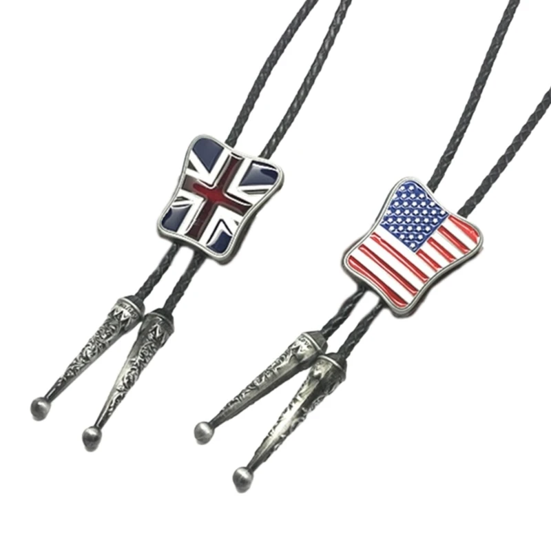 

Elegant Bolo Tie with Engraved Flags Pendant Cowboy Carving Necktie Western Necklace Cool Bolo Tie Western Cowboy