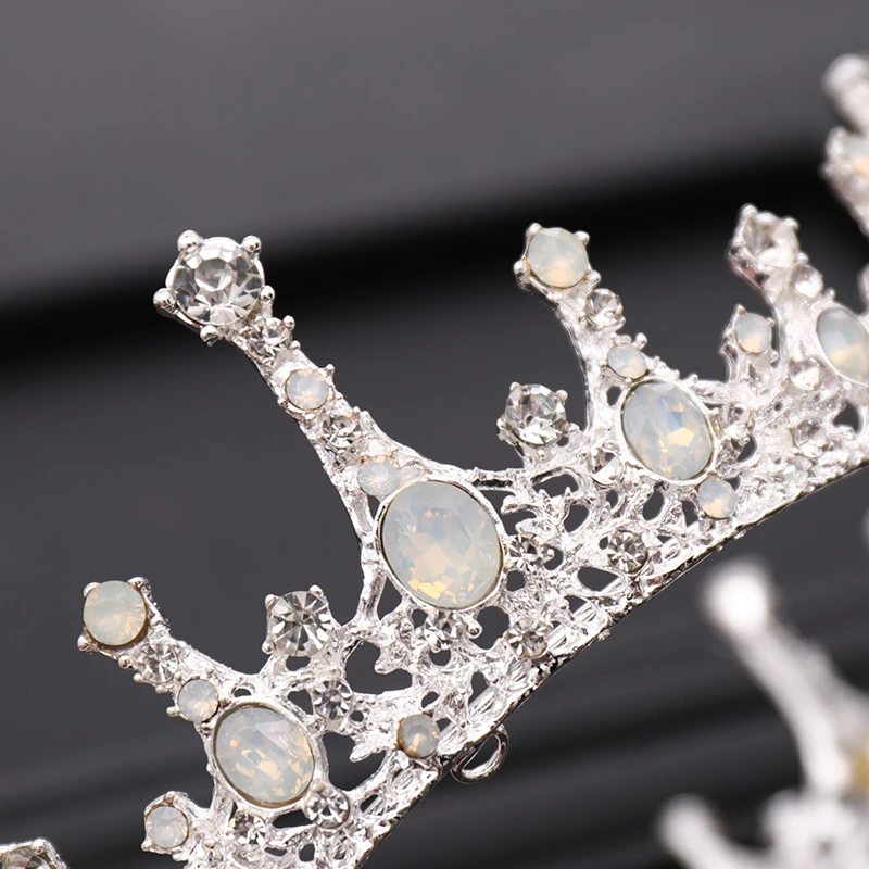 Baroque Rhinestone Crystal Queen Crown Wedding Tiara Bridal Diadem Silver Color Headpiece Crown Party Wedding Hair Accessories image 6