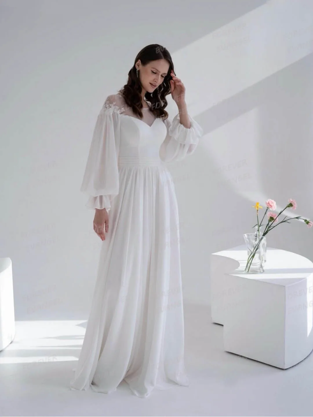 Eenvoudige A-lijn Trouwjurken Vrouw Sweetheart Zachte Lange Mouw Bruid Toga Prinses Formele Aangepaste Vestidos De Novia 2026