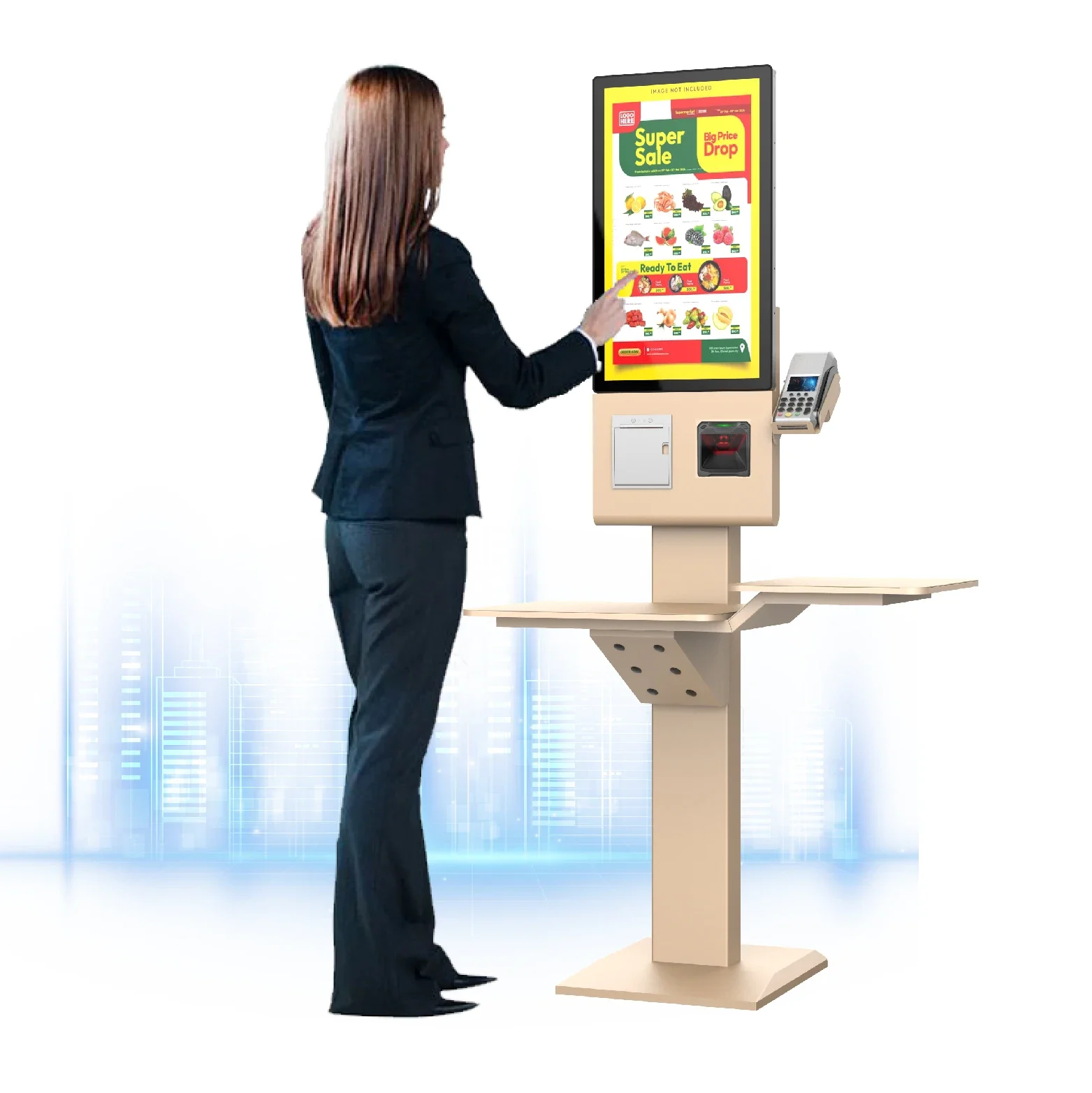 Supermarket Multi Touch Screen Payment Machine Terminal Kiosk Automated Pos Cash Self Checkout Kiosk