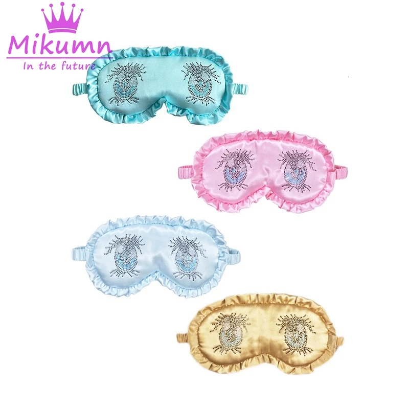 Mikumn Harajuku اليابانية Kawaii الكرتون عيون حجر الراين الكشكشة النوم قناع عين امرأة الفتيات لطيف لينة النوم العين يغطي #4