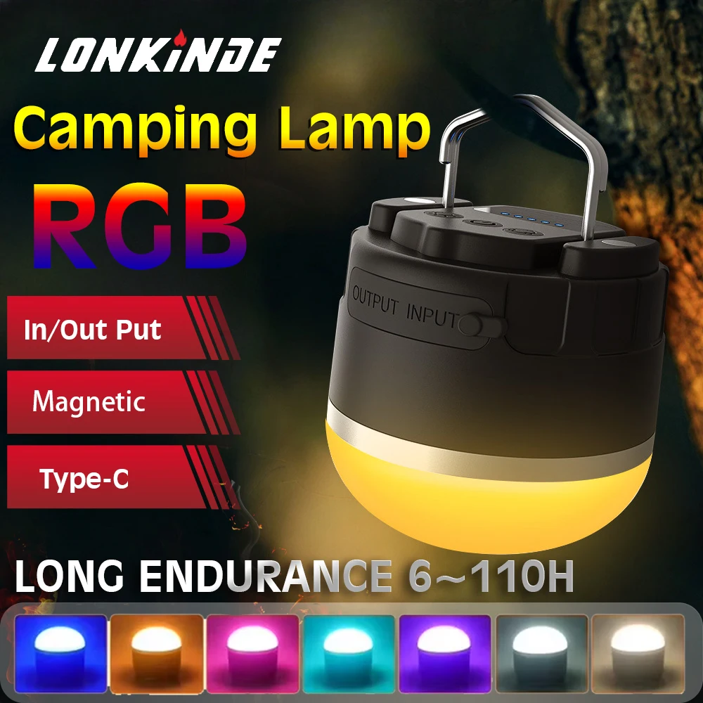 

4000mAh Outdoor Multifunctional RGB Charging Camping Light Magnetic Emergency Camping Tent Light Portable Work Light for Camping