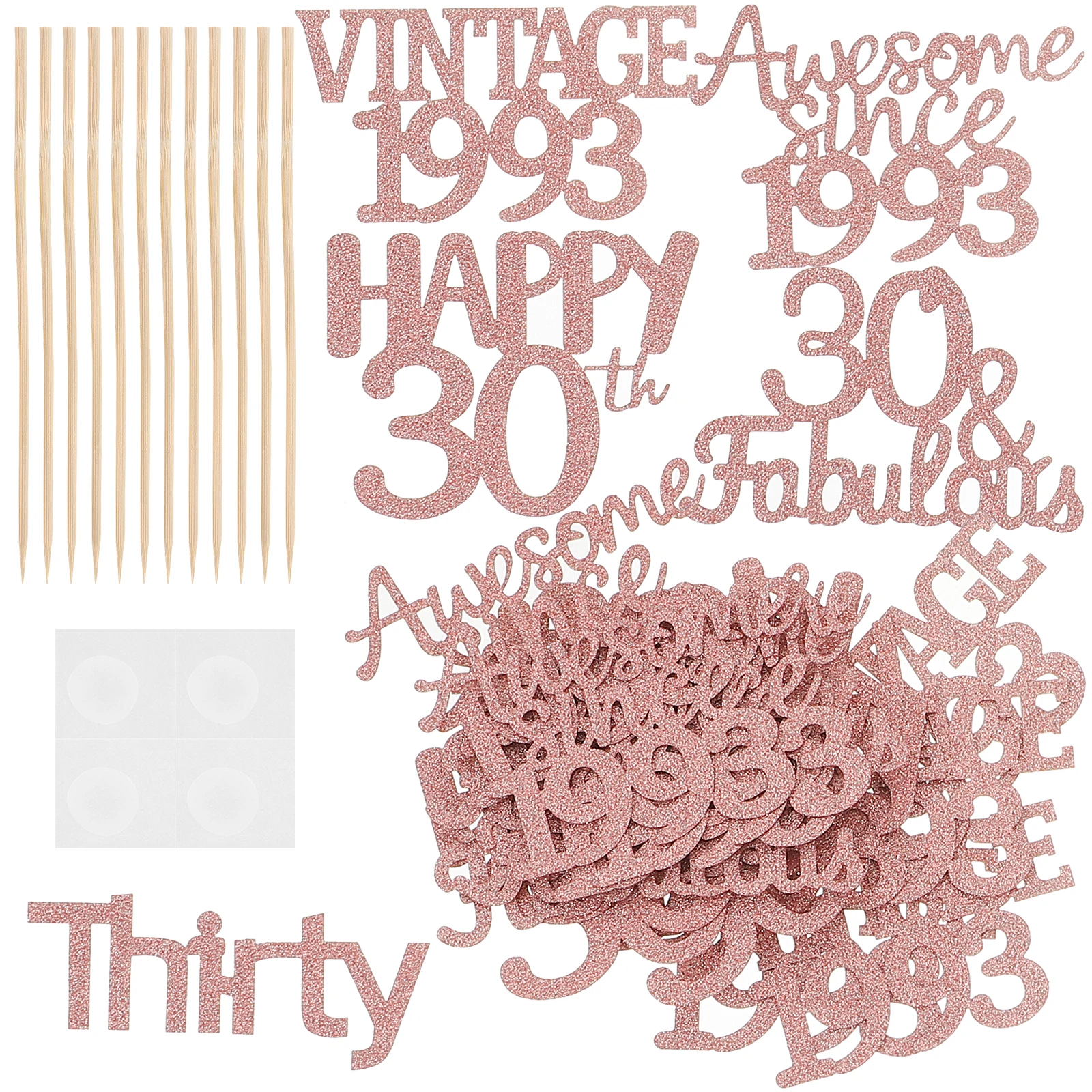 

30pcs Cake Decorations Birthday Party Cupcake Toppers Happy Anniversary Retro Style Safe Practical Chic Lightweight