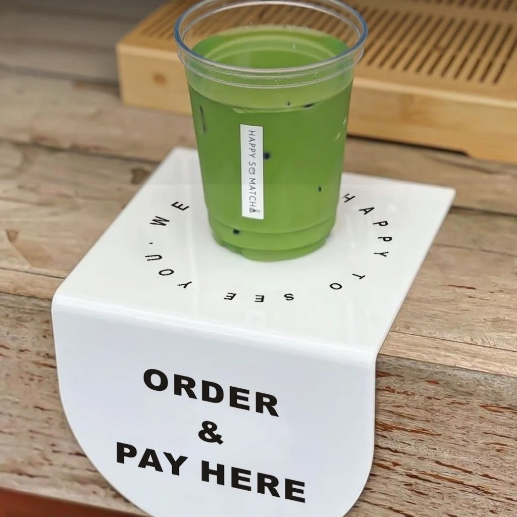 【CC】Acrylic Sign Counter Table ORDER & PAY HERE 15x12cm Cafe Order Here Sign Pick Up Coffee Acrylic Tabletop Ornaments