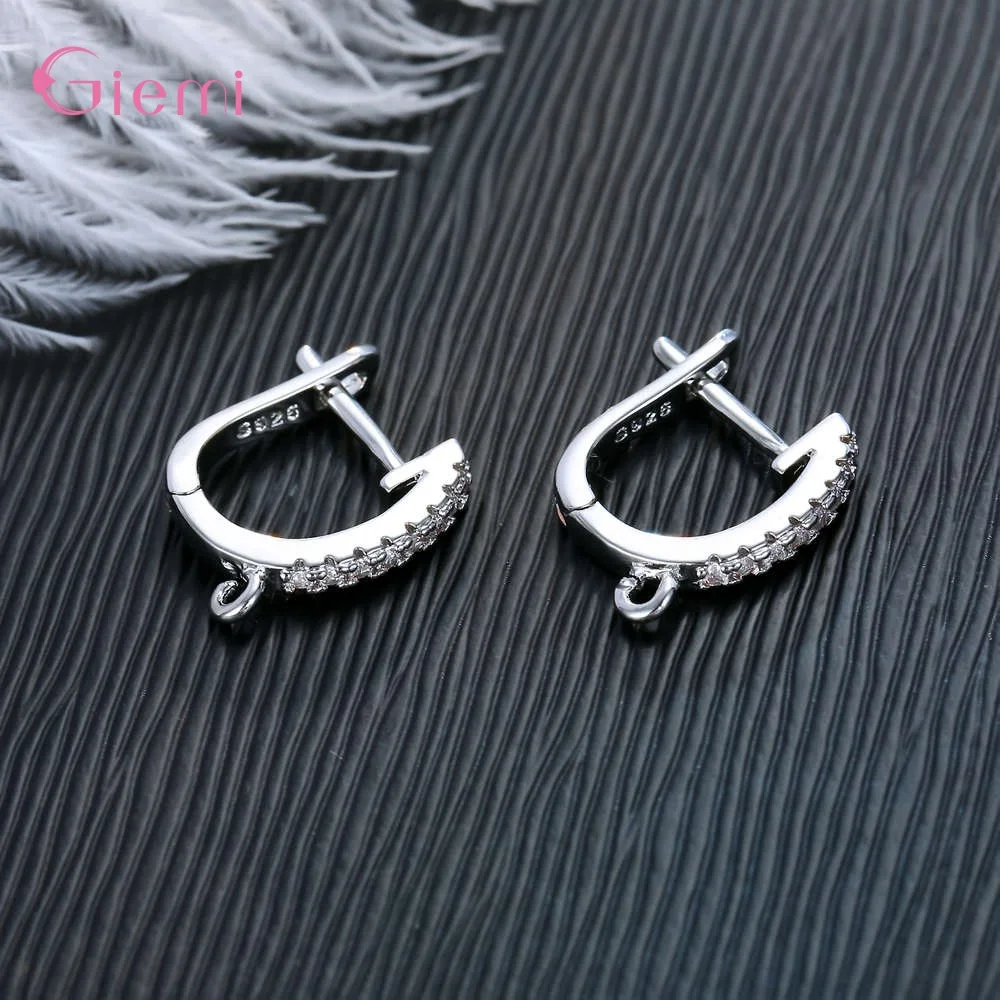 Personality Simple 925 Sterling Silver Cubic Zirconia Jewelry Findings Earring Accessories for DIY Jewelry Making Brincos