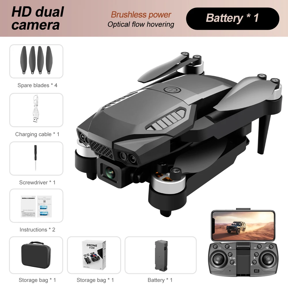 

F198 Brushless Drone Optical Flow Positioning Dual Camera Aerial Quadcopter Remote Control Aircraft New Year Children's Toy