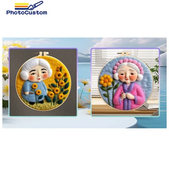 مجموعة تطريز صوف ذاتية الصنع ، لوحة إبداعية ، صورة شعر إبرة ، هدية حرفية ذاتية الصنع ، نوع ، جدة ، جديدة