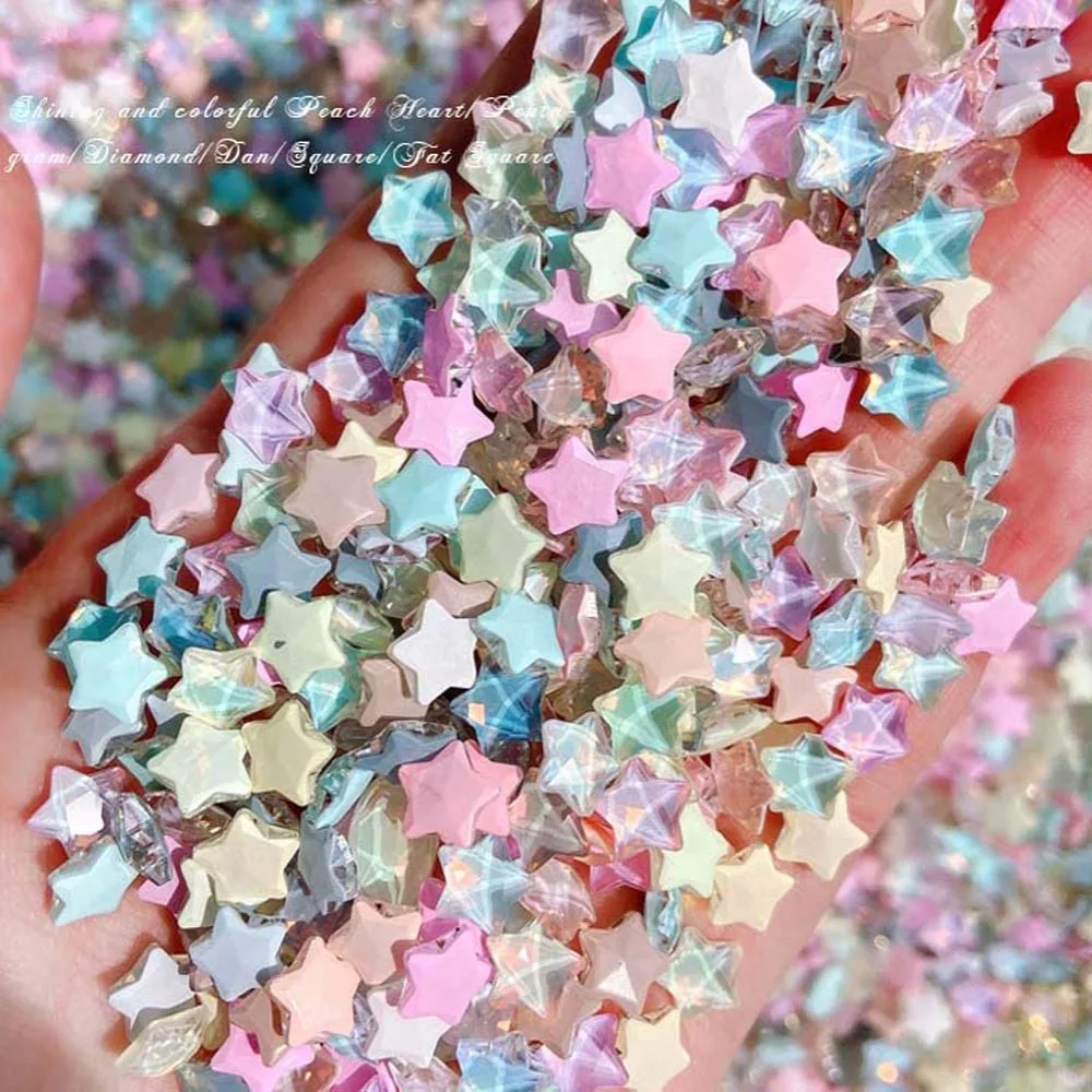 Random Color Aurora Decorations Nail Decorations Love Heart Rhombic Nail Jewelry Stars Macaroon Color Manicure DIY Nail Art