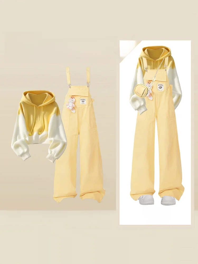 

Зимний комплект Dopane Fre College Sle с капюшоном и брюками, женский модный молодежный комплект из двух предметов, длинная повседневная одежда све