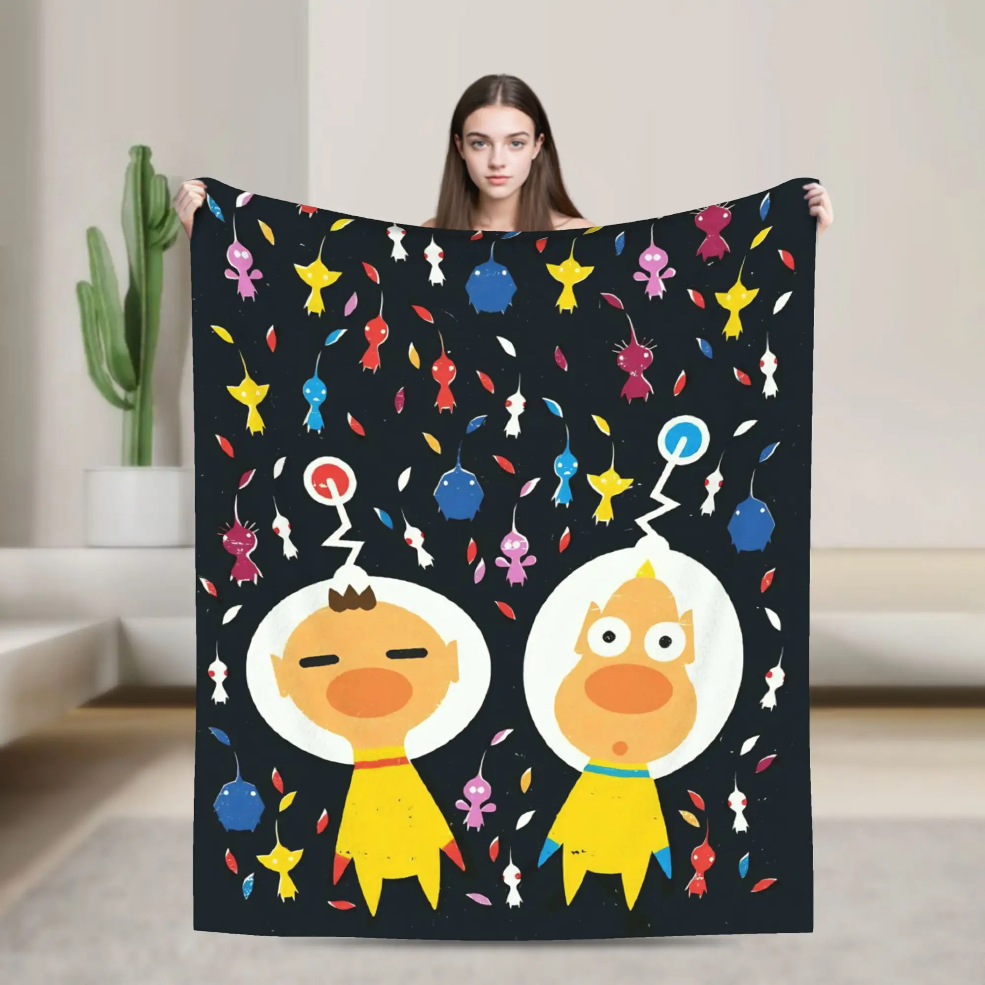 Pikmin Game Blankets  Soft Warm Graphic Plush Throw Blanket For Couch Chair Sofa Bed Travel Flannel Bedspread Bed Cover