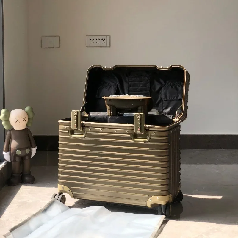 

Немецкий чемодан на тележке из магниевого алюминиевого сплава, высококачественный ящик для хранения Sense, дорожный чемодан, уличный самолет, большая вместимость