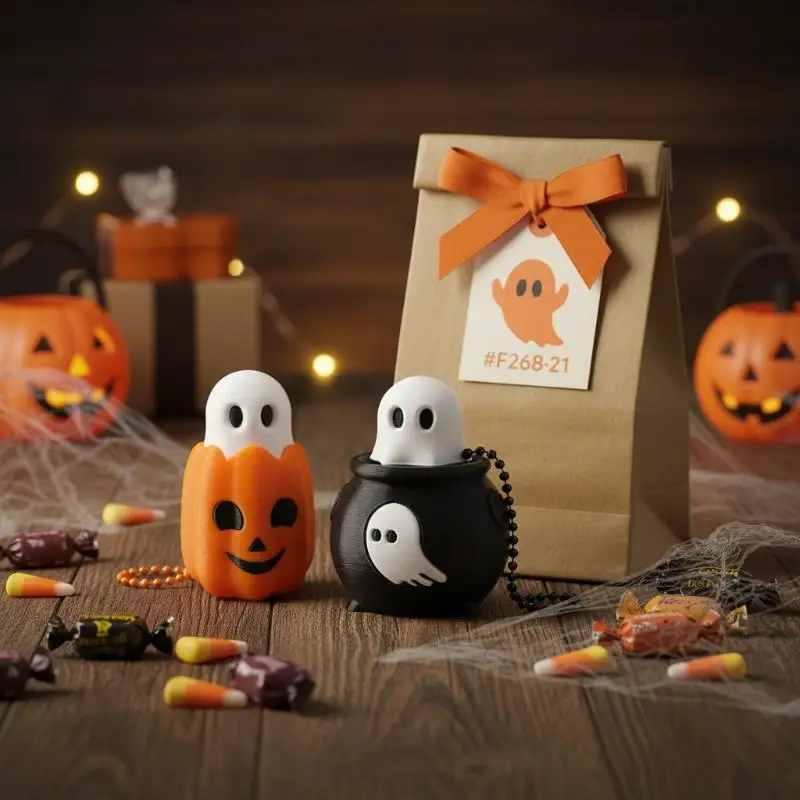 Mini-Geister-Topf-Fidget-Charm, umweltfreundlicher PLA 3D-gedruckter Halloween-Horror-Feiertagsstil Rucksack-Deko-Schlüsselanhänger-Ornament – Detail 3