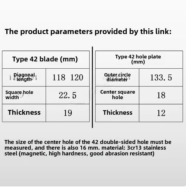 42 type 3Cr13 stainless steel metal electric meat grinder blade orifice plate, meat outlet plate sieve plate 42# meat grinder