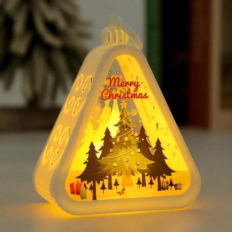 Christmas Night Light Ornament Old Man Christmas Tree Snowman Christmas Light Scene Arrangement Props Portable Ornament