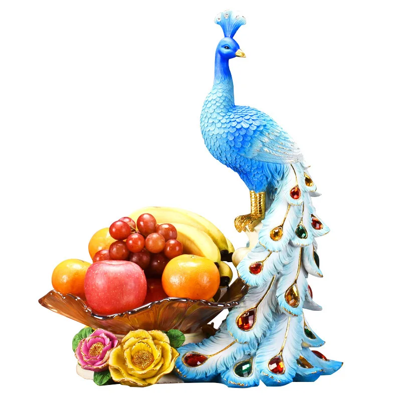 

European peacock fruit plate ornament creative modern living room coffee table decoration