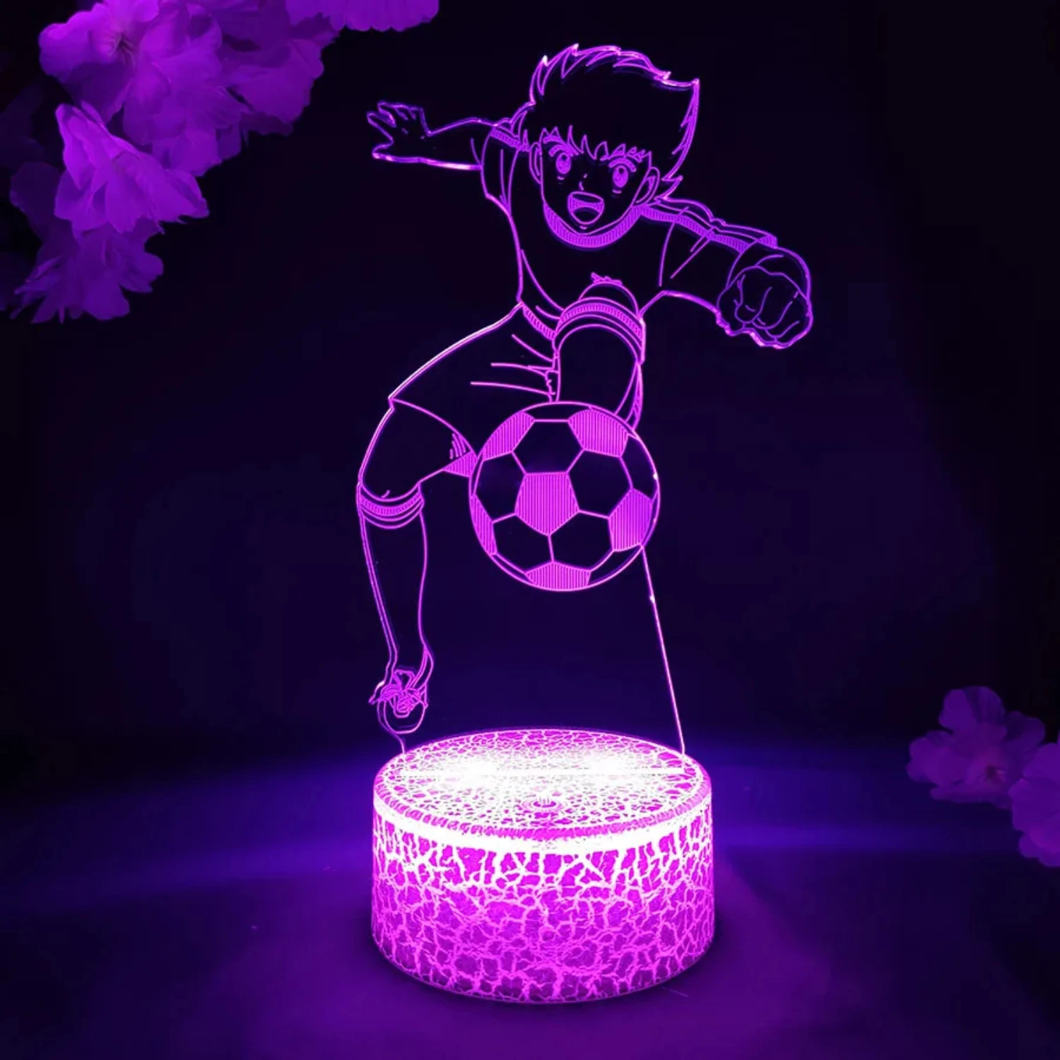 Figur lampu malam LED warna-warni terang yang unik baru terinspirasi oleh Kapten Tsubasa Anime-Dekorasi sempurna untuk sepak bola F