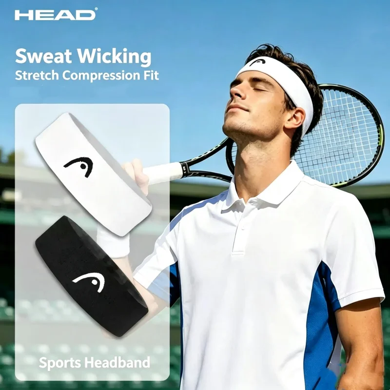 HEAD Tennis Sports Headbands Fitness Sweatband Badminton Yoga Basketball Running Sweatproof Sweat Hairbands For Men and Women