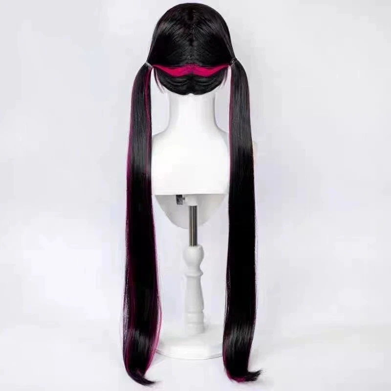 أنيمي الوحش Draculaura شعر مستعار تأثيري طويل مستقيم أسود وردي وردي الشعر مقاومة للحرارة شعر مستعار اصطناعي حفلة الهالوين الدعامة