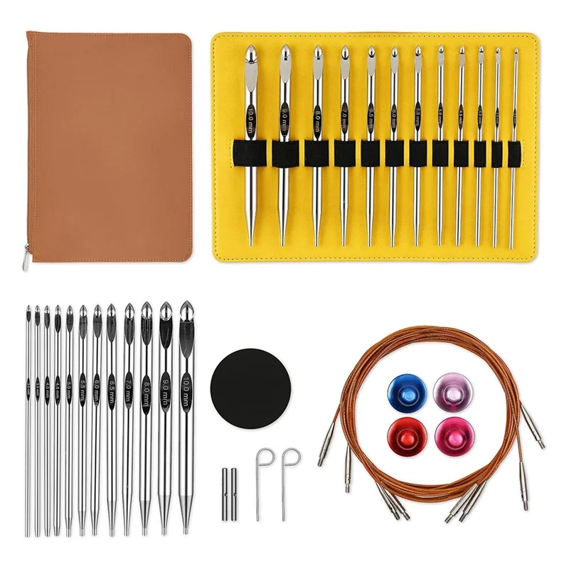 

Набор тунисных крючков для вязания крючком с кабелем, 6-дюймовые алюминиевые сменные крючки, набор крючков для вязания крючком длиной 3–10 мм-Y78A