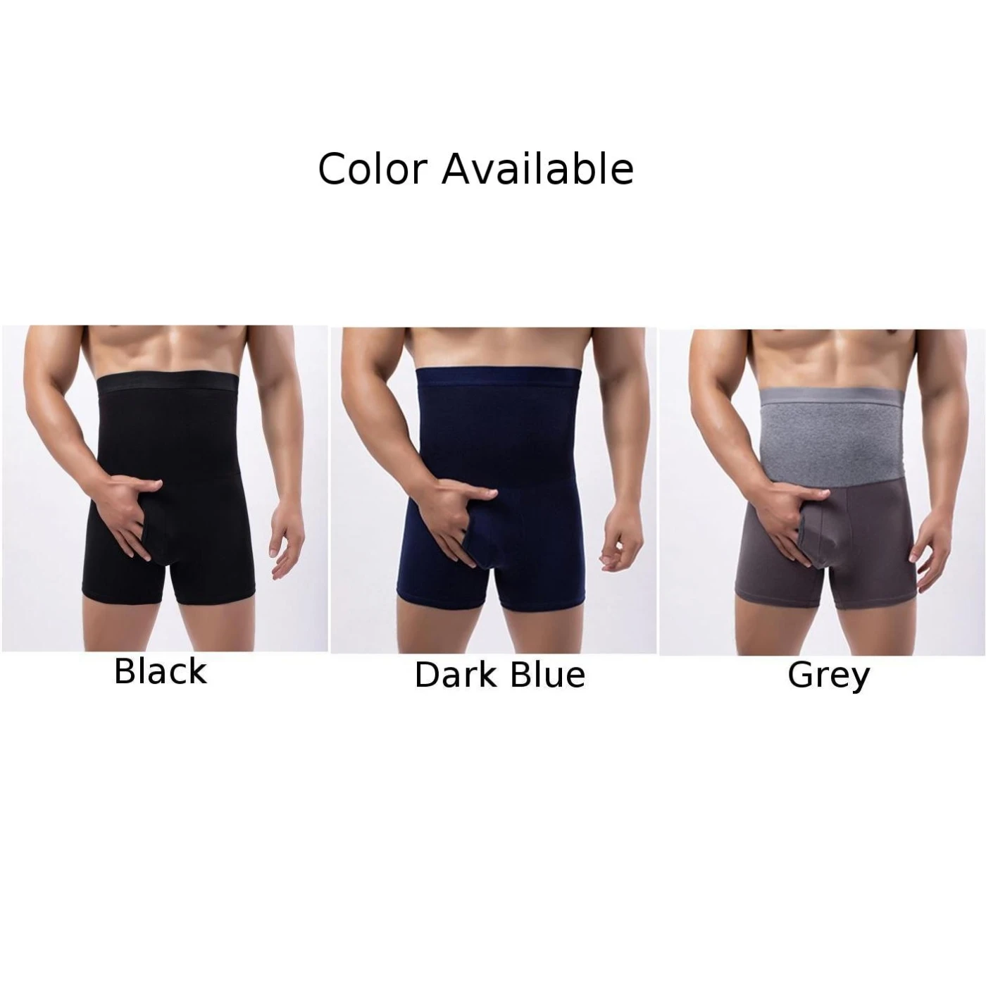 Briefs High Waist Underwear Dark Blue Slimming Boxers Comfortable Fit Flexible Design Regular Length Solid Pattern