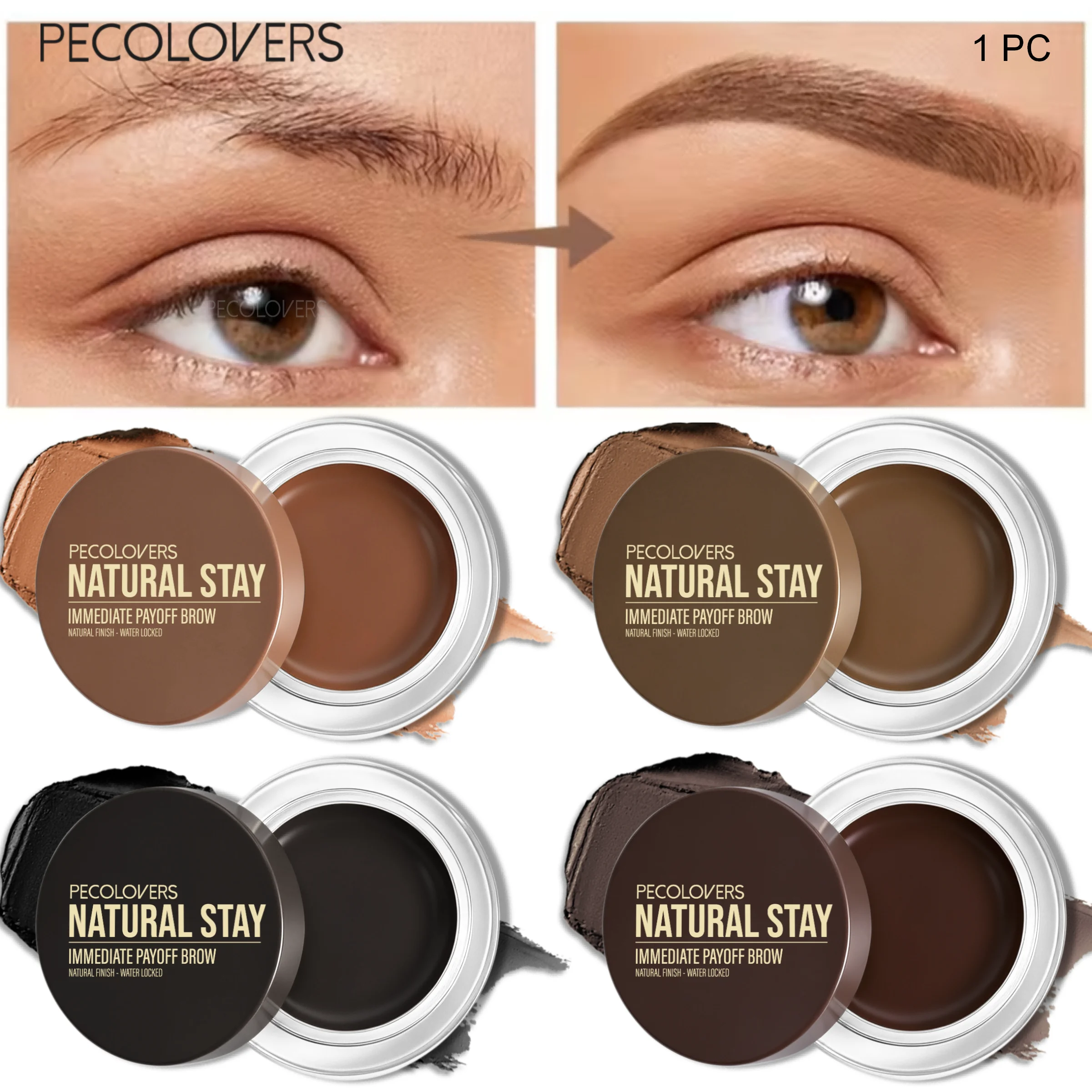 1Pc Creamy Solid Brow Styling Wax Natural Fluffy Brow Gel Smudge Proof Long Lasting Hold Buildable Tint Eyebrow Makeup for Daily