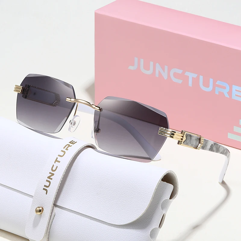 JUNCTURE Mode Randlose Sonnenbrille Männer Frauen Marke Rahmenlose Sonnenbrille Männlich Weiblich Klassische Kleine Quadratische Sommer Reise Shades