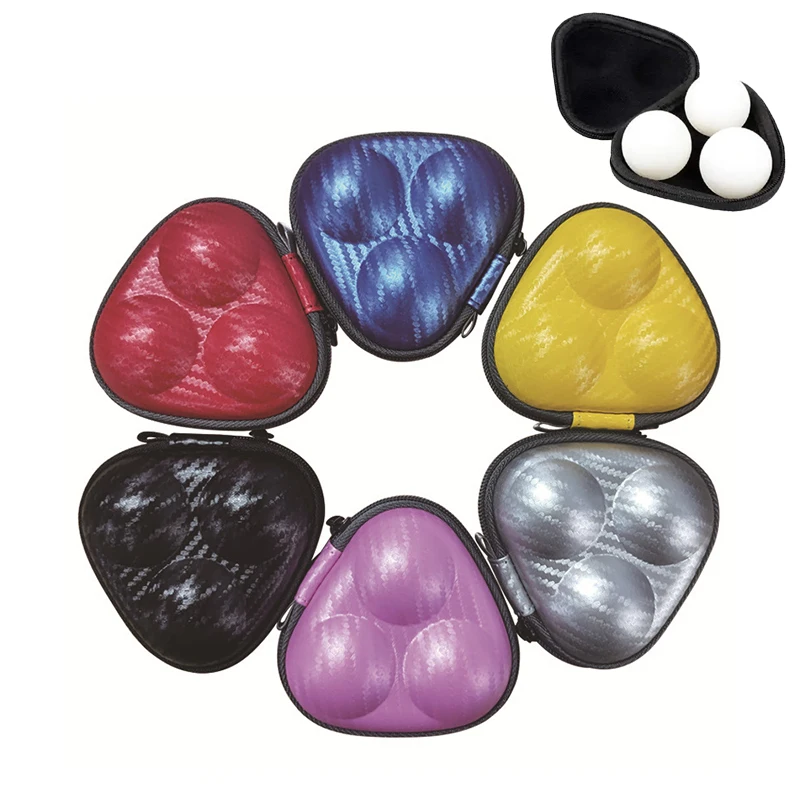 

Table Tennis Ball Case Hard Shell 3 Ball Capacity Portable Container with Carabiner Clip for Training 9.5*9.5*5cm