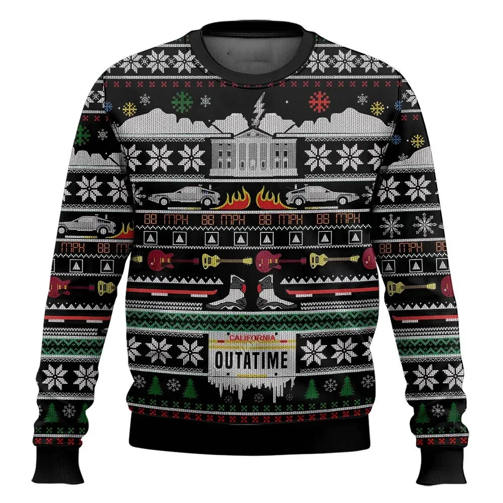 العودة إلى المستقبل فيلم عيد ميلاد سعيد 2026 جديد عصري Harajuku القبيح هدية الكريسماس الكرتون الرجال والنساء هوديس