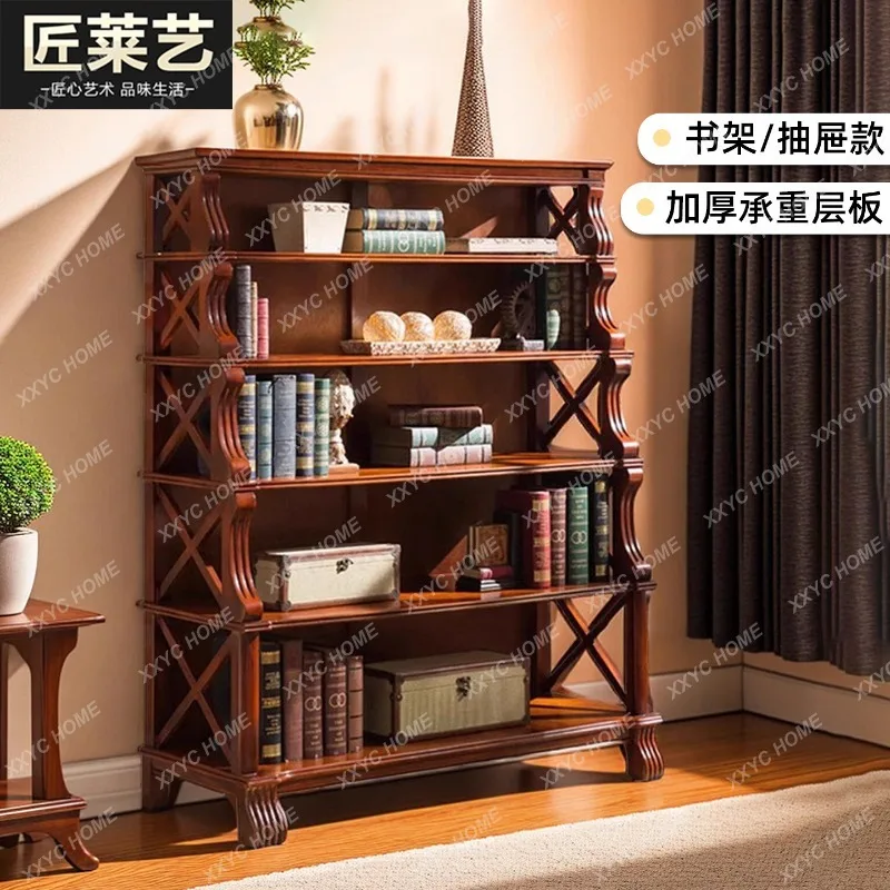 Solid wood multi-tier storage rack - floor-standing display shelf for bedroom, study, and living room - bookcase