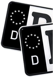 2 x Number Plate Black Sticker D E GB NL PL DK CZ SK EU Field Film Black Car Trailer Caravan Bus Fits all standard sized Vinyl