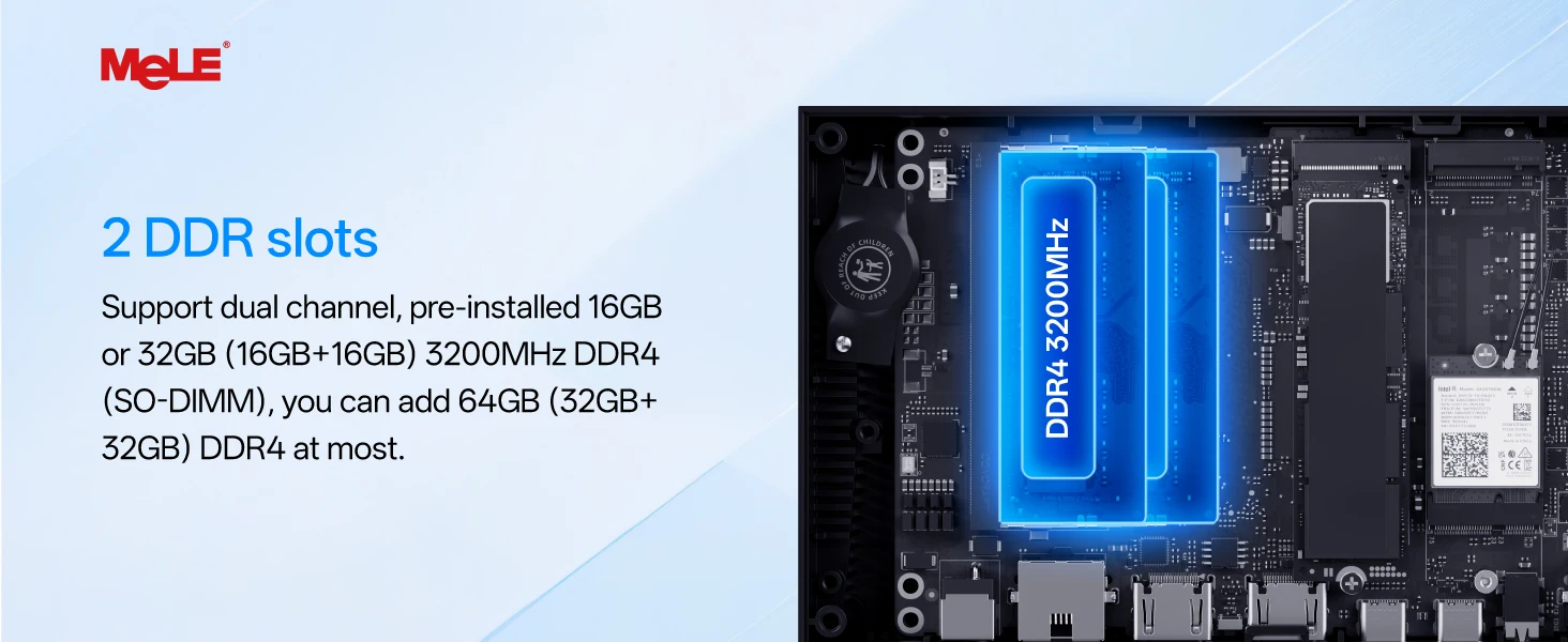 MeLE Overclock X5 MiniPC Core-i5 1235U 16GB RAM 512GB SSD, Dual Ethernet Port, 2×M.2 Slot, HDMI×2/USB-C*2/4K Desktop Computer