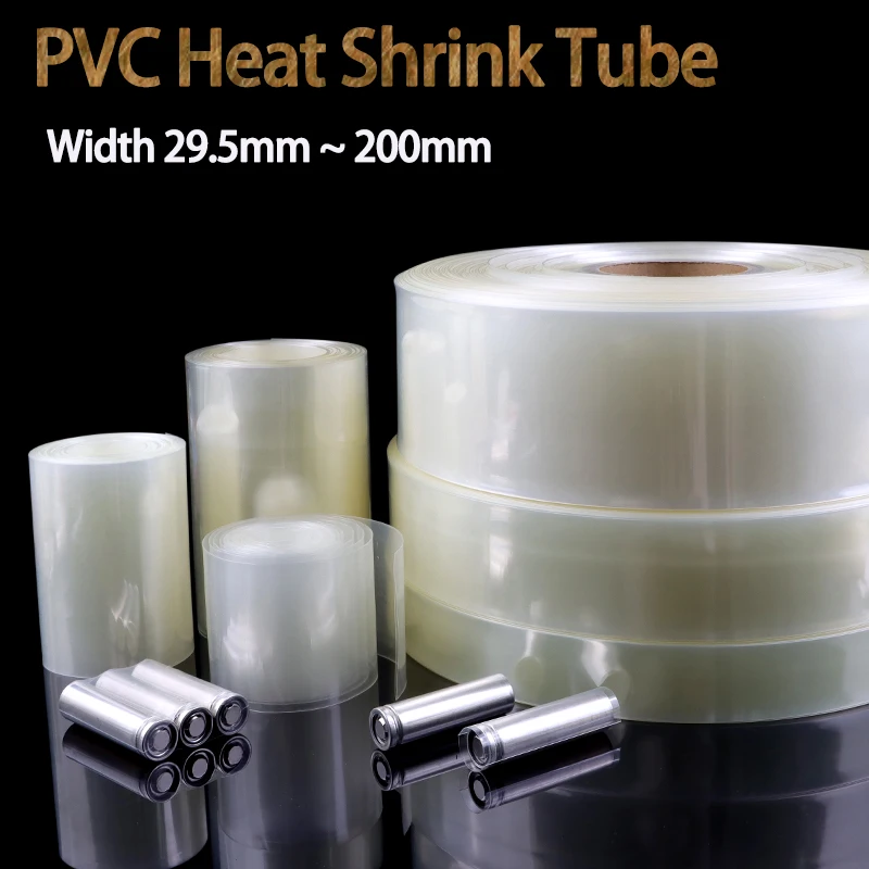 3/5M PVC Clear Heat Shrink Tube Width 29.5mm ~ 200mm 18650 Lipo Battery Pack Insulated Cable Sleeve Protection Battery Film Wrap