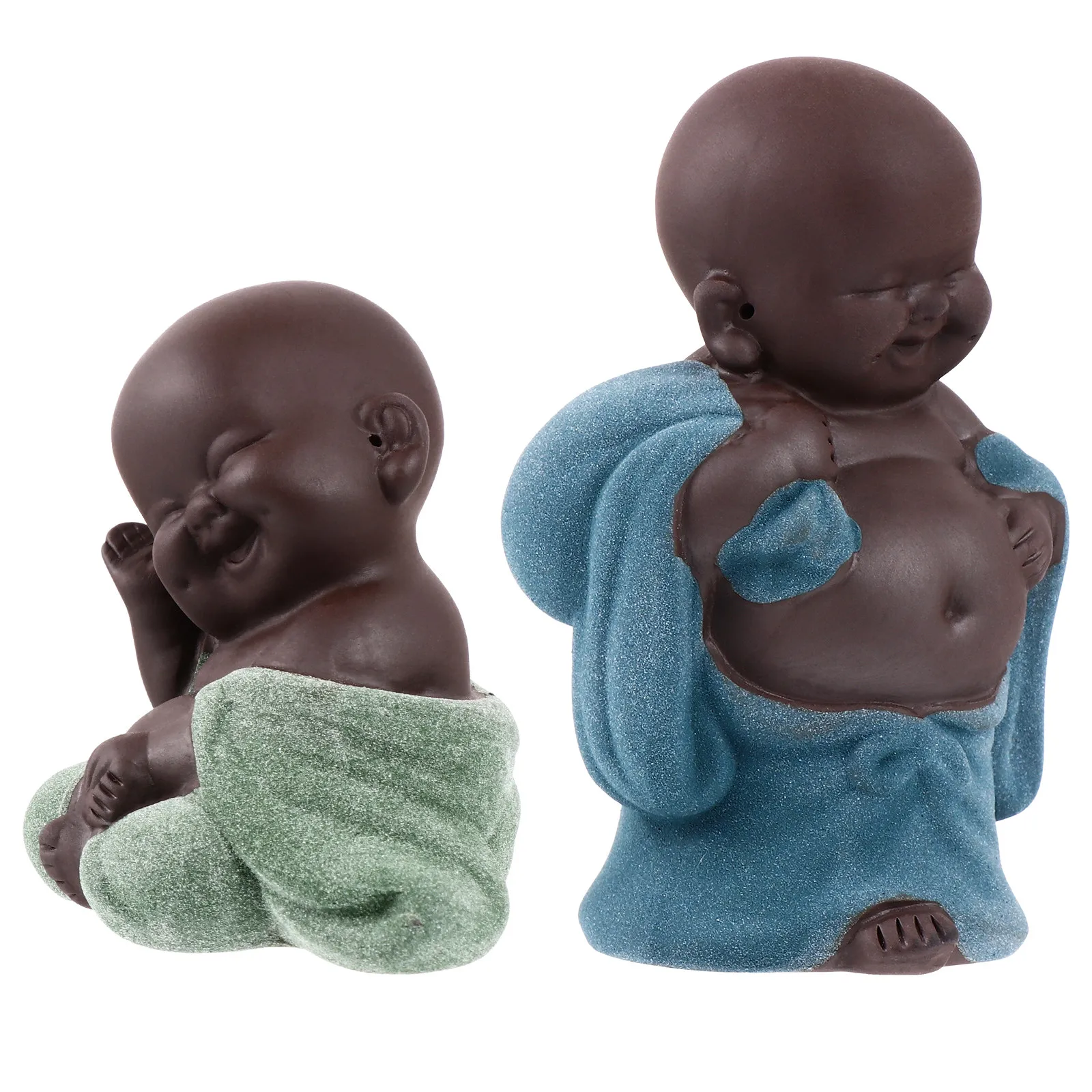 2Pcs Monk Tea Pet Ornament, Buddhist Meditation Decor for Desk, Tabletop & Tea Ceremony – Calming Fine Detail Craft
