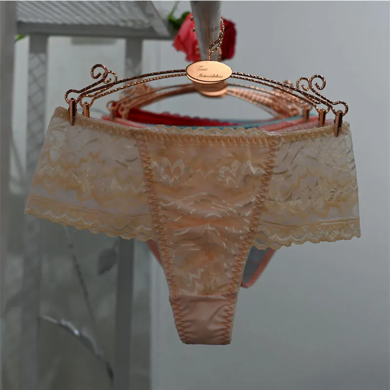 Men Hollow Out Lace Sexy G String Panties Sissy Briefs Convex Pouch Silky Thong Thin Underwear Crossdressing Low Waist Lingerie