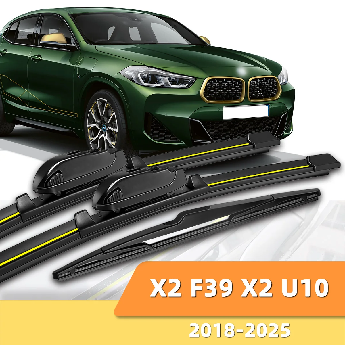 3 Stück Front- und Heckscheibenwischer, geeignet für BMW X2 F39 X2 U10 2018-2025, Windschutzscheiben-Zubehör 2019 2020 2022 2023 2024