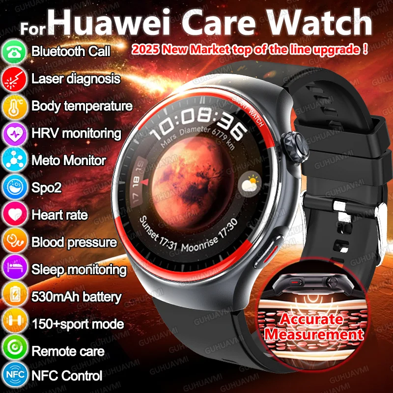 

2025 New For Huawei Laser detection Body Smart Watch Men Blood pressure Heart rate Pulse Sleep BT call Health Sports NFC Watches