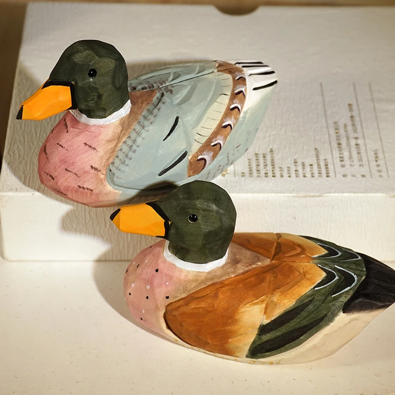 Come on, ducks, handmade wooden carvings, cute cartoon animals, wooden ornaments