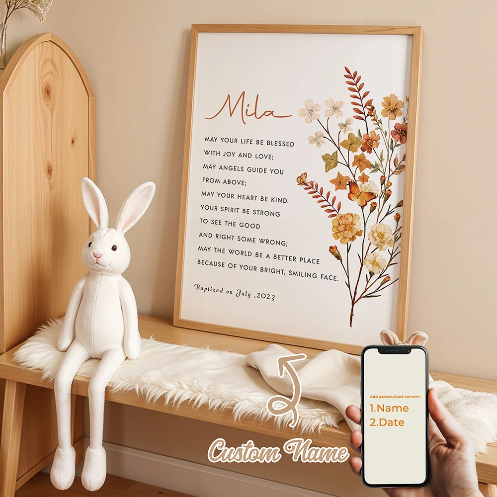 

Personalized Life Baptism Gifts Custom Wall Art Printmaking Canvas Painting Poster Picture Living Room Home Decoration