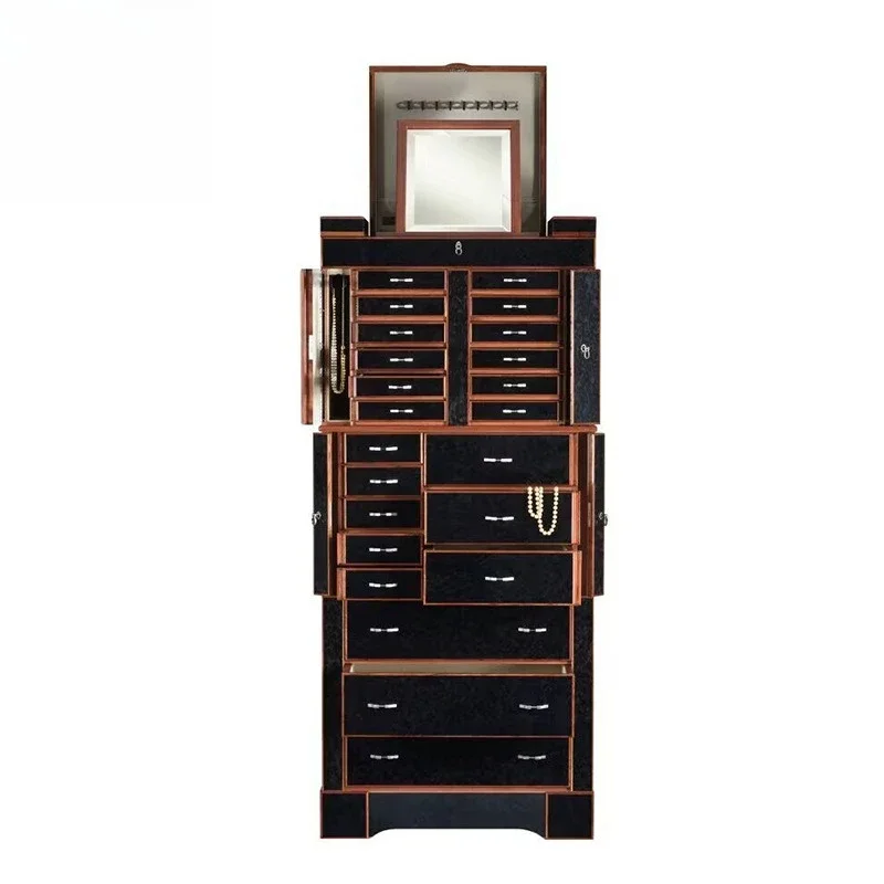 

i luxury creative designer with mirror jewel ry cabi net, villa lu xury bedroom high-end solid wood jew elry box